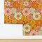Retro 1970S Floral Vintage Style Nostalgia Pink Orange Yellow Bohemian Retro Groovy Flowers Vintage Mod Flower Power Large Scale Custom Pre-pasted Wallpaper by Spoonflower Pre-Pasted Wallpaper 2FT Wide